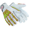 HexArmor Size M (8), ANSI Cut Lvl A8, Cut & Puncture Resistant Gloves Hook & Loop Cuff, White/Yellow/Red, Paired 4086-M (8) - 48042550