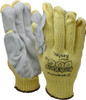 Honeywell Size Universal (9), ANSI Cut Lvl 3, Abrasion Lvl 6, Leather Cut Resistant Gloves Knit Wrist, Tan/Gray, Paired KV18A-100-50 - 05831466