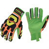 Ironclad Size M (8), ANSI Cut Lvl A3, Puncture Lvl 5, Abrasion Lvl 3, Cut Resistant Gloves 10" Long, Uncoated, Hook & Loop Cuff, Hi-Vis Orange, Paired LPI-CC5-03-M - 41510694