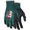 MCR Safety Size S, ANSI Cut Lvl A2, Puncture Lvl 3, Abrasion Lvl 5, Nitrile Coated Cut Resistant Gloves Palm & Fingers Coated, Knit Wrist, Green, Paired 96782S - 96683586