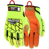 MCR Safety Size L, ANSI Cut Lvl A9, Puncture Lvl 5, Abrasion Lvl 4, Cut & Puncture Resistant Gloves Kevlar Lining, Orange, Lime, Paired PD4900L - 14766463