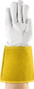 Ansell Size L (10) Goatskin/Cowhide Welding Glove Use for TIG Welding, Gauntlet Cuff, Straight Thumb, 13-3/4" OAL, Gray/Yellow, Paired 43-217-10 - 32643272