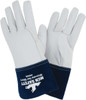 MCR Safety Size L Kevlar Lined Goatskin Welding Glove White/Blue, Paired 4850KL - 30005086