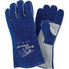 Value Collection Size L Cushion Core Lined Cowhide Welding Glove Slip-On Cuff, Wing Thumb, Bright Blue & Gray, Paired BD-KP151625 - 53608477