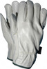 MCR Safety Size M (8) Grain Cowhide General Protection Work Gloves For Work & Driver, Uncoated, Slip-On Cuff, Full Fingered, Cream/Green, Paired 3201M - 05095237