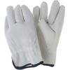MCR Safety Size XL Leather Abrasion Protection Work Gloves For Work & Driver, Slip-On Cuff, Full Fingered, Beige/Blue, Paired 32057XL - 94633377
