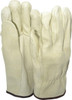 PRO-SAFE Size L (9) Grain Pigskin General Protection Work Gloves For Work & Driver, Uncoated, Slip-On Cuff, Full Fingered, Natural, Paired PS-70-300/L - 76551886