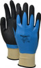 SHOWA Size S (6) Nitrile Coated Nylon General Protection Work Gloves For General Purpose, Fully Coated, Knit Wrist Cuff, Full Fingered, Blue/Black, Paired 377S-06 - 70886908