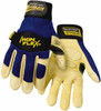 Steiner Size L (9) Grain Goatskin General Protection Work Gloves For General Purpose, Uncoated, Hook & Loop Cuff, Full Fingered, Blue/Yellow, Paired 0914-L - 03998424