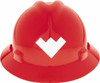 MSA Safety ANSI Type I Class E 4-Point Ratchet Full Brim Hard Hat Size 6-1/2 to 8, Polyethylene, Red, Weatherford Graphic 475371/13076-4 - 33716424