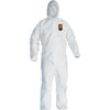 KleenGuard Pack of 25 Size S Film Laminate General Purpose Coveralls White, Zipper Closure, Elastic Cuffs, Elastic Ankles, Serged Seams 41503 - 44629608