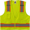 Ergodyne Size 2X/3XL Lime Mesh/Solid Surveyors High Visibility Vest 52 to 58" Chest, Polyester, Zipper Closure, 6 Pockets, ANSI/ISEA 107 24077 - 42763318