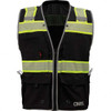 GSS Safety Size XL Black Mesh/Solid General Purpose High Visibility Vest 46 to 48" Chest, Polyester, Zipper Closure, 7 Pockets 1513-XL - 96371463