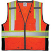 MCR Safety Size M HI-Vis Orange Mesh Surveyors High Visibility Vest 23" Chest, Polyester, Zipper Closure, 6 Pockets, ANSI 107-2015 Type R Class 2 SURVCS2OM - 15933146