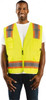 OccuNomix Size L Yellow Mesh Surveyors High Visibility Vest 40 to 42" Chest, Polyester, Zipper Closure, 11 Pockets, ANSI 107-2015 ECO-ATRNSM-YL - 39099148