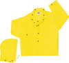 MCR Safety Size 2XL Yellow Rain Jacket 62" Chest, PU & Nylon, Attached Hood, Snap Closure 550JX2 - 87524757