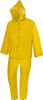 PRO-SAFE Size L Yellow Rain Three Piece Suit 54" Chest, PVC, Detachable Hood, Snap Closure, Welded Seams, Take Up Snaps at Wrists & Ankles, Bib Pants, Snap Fly P20M3PAL - 84322874