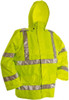 Viking Outerwear Size 3XL Hi-Viz Lime High Visibility Rain Wind Resistant Jacket 3 Pockets, 55" Chest, Polyester with PU Coating, Detachable Hood, Zipper Closure D6323JG-XXXL - 42266080