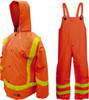 Viking Outerwear Size 2XL Hi-Viz Orange Chemical Rain Flame Resistant/Retardant Three Piece Suit 51" Chest, 0.35mm PVC & Polyester, Detachable Hood, Snap Closure, Welded Seams, Take Up Snaps at Wrists & Ankles, Bib Overalls 2110FR-XXL - 42266114