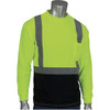 PIP Size L Black & Hi-Vis Yellow High Visibility Long Sleeve T-Shirt Polyester 312-1350B-LY/L - 48062764