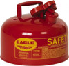 Eagle Manufacturing 2 Gal Galvanized Steel Type I Safety Can 9-1/2" High x 11-1/4" Diam, Red with Yellow UI20S - 89822969