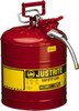 Justrite 5 Gal Galvanized Steel Type II Safety Can 17-1/2" High x 11-3/4" Diam, Red with Yellow 7250120 - 02854990