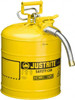 Justrite 5 Gal Galvanized Steel Self-Closing, Self-Venting, Full-Length Flame Arrester 16-7/8" High x 11-3/4" Diam, Yellow 7250230 - 78848702