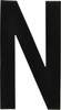 Made in USA Letter Label Legend: N, English, 3" Wide, Black, Pressure Sensitive Vinyl DBV-3-N-10 - 36933430