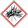 AccuformNMC Hazardous Materials Label, Header: Explosive Warning Legend: GHS - Graphic, Graphic: Explosive Hazard, English, 4 x 4", Black, Red, Pressure Sensitive Vinyl GHS2024ALV2 - 36523173