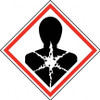 AccuformNMC Hazardous Materials Label, Header: Health Hazard Legend: GHS - Graphic, Graphic: Health Hazard, English, 4 x 4", Black, Red, Pressure Sensitive Vinyl GHS2084ALV2 - 36523405