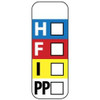 AccuformNMC Hazardous Materials Label Legend: H - F - I - PP, Graphic: Square Boxes Horizontally, English, 3 x 1", Black, Blue, Red, Yellow, White, Pressure Sensitive Paper WOL4 - 63376685