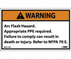 AccuformNMC 5 Qty 1 Pack Accident Prevention Label, WARNING - Arc Flash Hazard - Appropriate PPE Required - Failure to Comply Can Result in Death or Injury - Refer to NFPA 70E, English, 5 x 3", Black, Orange, Vinyl WGA17AP - 71114896