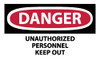 AccuformNMC 5 Qty 1 Pack Security & Admittance Label, Header: DANGER Legend: Danger - Unauthorized Personnel - Keep Out, English, 5 x 3", Red, Black, White, Pressure Sensitive Vinyl D143AP - 72318843