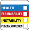 AccuformNMC Hazardous Materials Label Legend: Health - Flammability - Instability - Personal Protection, English, 4 x 4", Blue, Red, Yellow, White, Pressure Sensitive Vinyl HM27ALV - 72319106