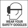 AccuformNMC 5 Qty 1 Pack Accident Prevention Label Legend: Wear Your Safety Goggles, Graphic: Head with Safety Glasses, English, 4 x 4", Black, White, Pressure Sensitive Vinyl S13AP - 75355826