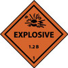 AccuformNMC Accident Prevention Label Legend: Explosive 1.2B, Graphic: Explosive, English, 4 x 4", Black, Orange, Pressure Sensitive Vinyl DL90ALV - 79617361