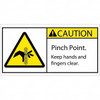Tape Logic Shipping Label, Header: CAUTION Legend: Pinch Point. Keep hands and fingers clear., English, 4 x 2", White, Yellow, Polyester DSL522 - 94236361
