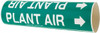 Made in USA Pipe Marker with Plant Air Legend and Arrow Graphic 2-1/2 to 3-1/4" Pipe Outside Diam, White on Green 36956449 - 36956449