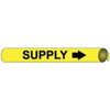 AccuformNMC Pipe Marker with Supply Legend and Arrow Graphic 1-1/8 to 2-3/8" Pipe Outside Diam, Black on Yellow B4102 - 74505868