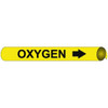 AccuformNMC Pipe Marker with Oxygen Legend and Arrow Graphic 3/4 to 1" Pipe Outside Diam, Black on Yellow A4079 - 75276923