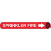 AccuformNMC Pipe Marker with Sprinkler Fire Legend and Arrow Graphic 3/4 to 1" Pipe Outside Diam, White on Red A4095 - 75277087
