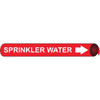 AccuformNMC Pipe Marker with Sprinkler Water Legend and Arrow Graphic 3/4 to 1" Pipe Outside Diam, White on Red A4096 - 75277095