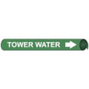 AccuformNMC Pipe Marker with Tower Water Legend and Arrow Graphic 6 to 8" Pipe Outside Diam, White on Green F4105 - 75364976