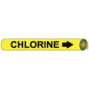 AccuformNMC Pipe Marker with Chlorine Legend and Arrow Graphic 2-1/2 to 3-1/4" Pipe Outside Diam, Black on Yellow C4016 - 75904847