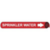 AccuformNMC Pipe Marker with Sprinkler Water Legend and Arrow Graphic 2-1/2 to 3-1/4" Pipe Outside Diam, White on Red C4096 - 76492495