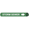 AccuformNMC Pipe Marker with Storm Sewer Legend and Arrow Graphic 2-1/2 to 3-1/4" Pipe Outside Diam, White on Green C4101 - 76492545