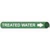 AccuformNMC Pipe Marker with Treated Water Legend and Arrow Graphic 2-1/2 to 3-1/4" Pipe Outside Diam, White on Green C4106 - 76492594