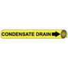 AccuformNMC Pipe Marker with Condensate Drain Legend and Arrow Graphic 3-3/8 to 4-1/2" Pipe Outside Diam, Black on Yellow D4025 - 78901402