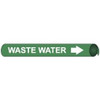 AccuformNMC Pipe Marker with Waste Water Legend and Arrow Graphic 3-3/8 to 4-1/2" Pipe Outside Diam, White on Green D4112 - 78902418
