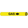 AccuformNMC Pipe Marker with Gas Legend and Arrow Graphic 8 to 10" Pipe Outside Diam, Black on Yellow G4049 - 78902863